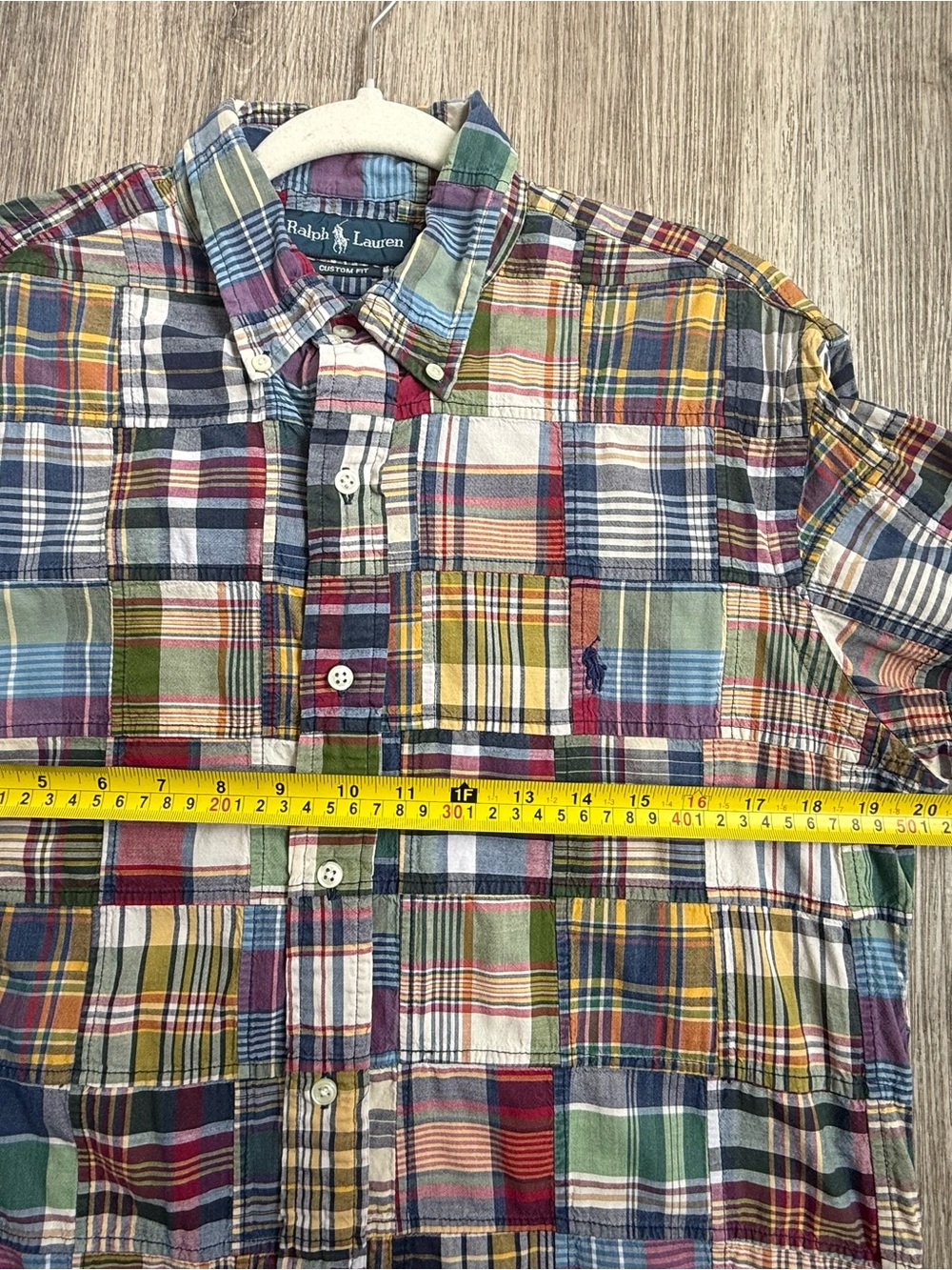 Polo Ralph Lauren Men’s M Custom Fit Madras Patchwork Shirt - Picture 7 of 9